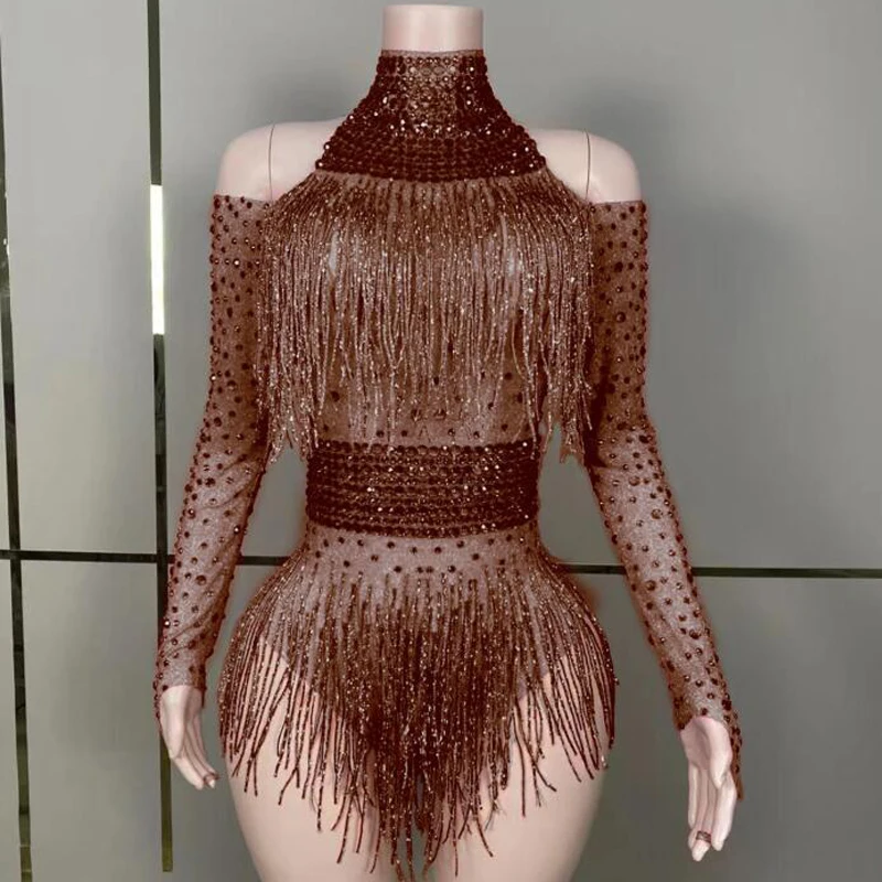 Nowe Wiele Kolorów Błyszczące Cyrkonie Frędzle Body Kobiety Gogo Dance Rave Strój Dj Ds Stage Jazz Odzież Drag Queen Kostiumy