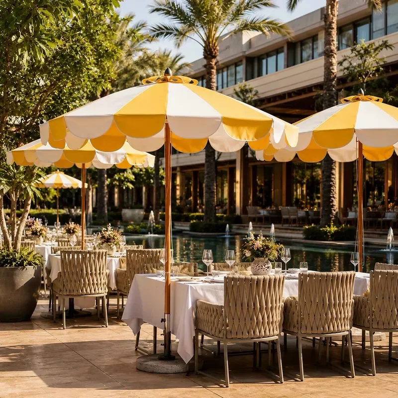 Large Outdoor Patio Umbrella with Central Pole for Garden Terrace Cafe Sunshade Waterproof Beach Pool Parasol Heavy Duty Wind