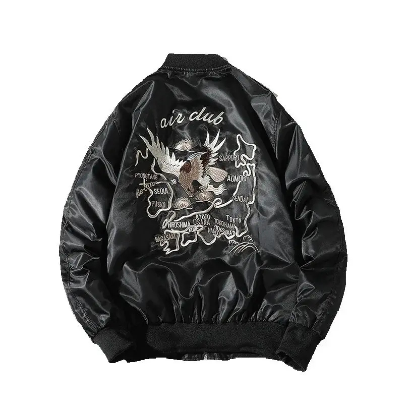 

Animal Embroidery Bomber Jacket Men Letter Sukajan Male Flight Jacket Casual Streetwear Thin and Padded Clothes Z1