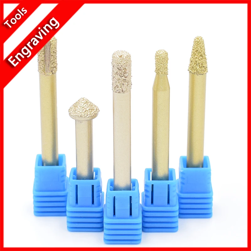 6/8/10mm Granite Diamond Engraving Machine Tool stone engraving bits marble carving tools CNC 3d Relief Roughing Milling