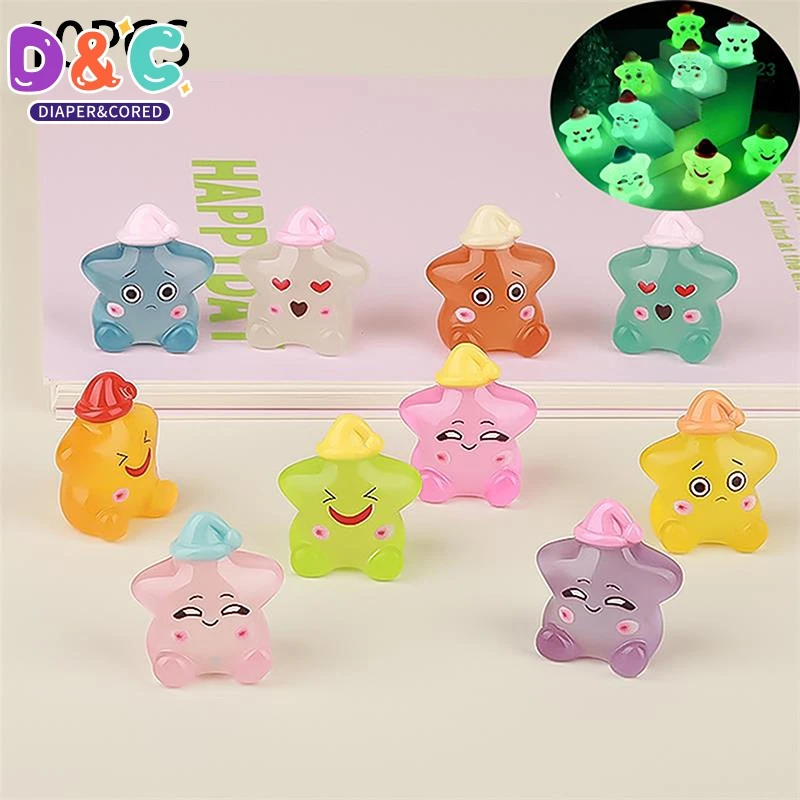 10PCS/Bag Luminous Mini Star Micro Landscape Ornaments Dollhouse Toy Doll Accessories Glow In The Dark Home Car Decoration Gifts