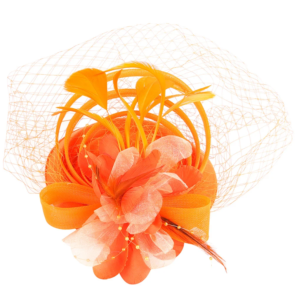 

Tea Party Hat Fascinators for Women Head Band Clip Veil Hair Accessories Bride Bridal Headdress Banquet Nylon Headpiece