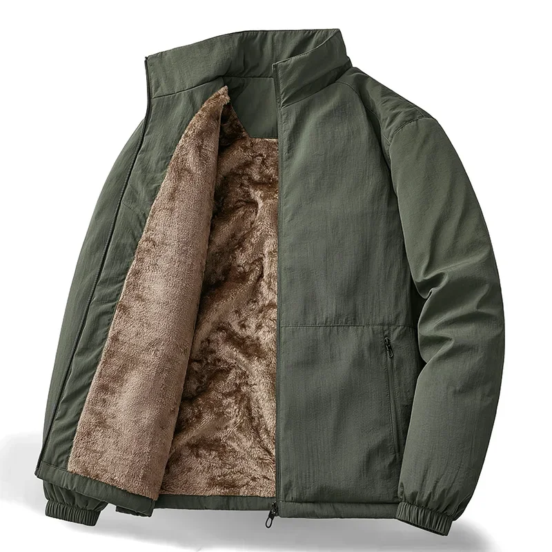 

2025 Autumn and Winter New Fashion Sports Waterproof and Fleece Thick Warm Cotton-Padded Jacket Men's Casual Large Size Coat 4XL