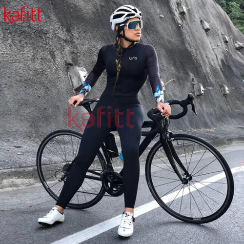 Imagen 2 del producto Kafitt Traje de ciclismo de una pieza para mujer Otoño Invierno pequeño mono Manga larga Pantalones largos Traje de ciclismo GEL