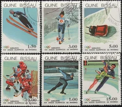 6Pcs/Set Guinea-Bissau Post Stamps 1983 Sports on Ice and Snow  Marked Postage Stamps for Collecting