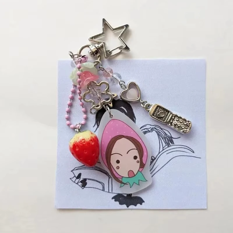 Super Osaki Nana Anime Nana Hachi Matching Phonecharm Heart Strawberry Pendant Keychain Y2K Handmade Jewelry