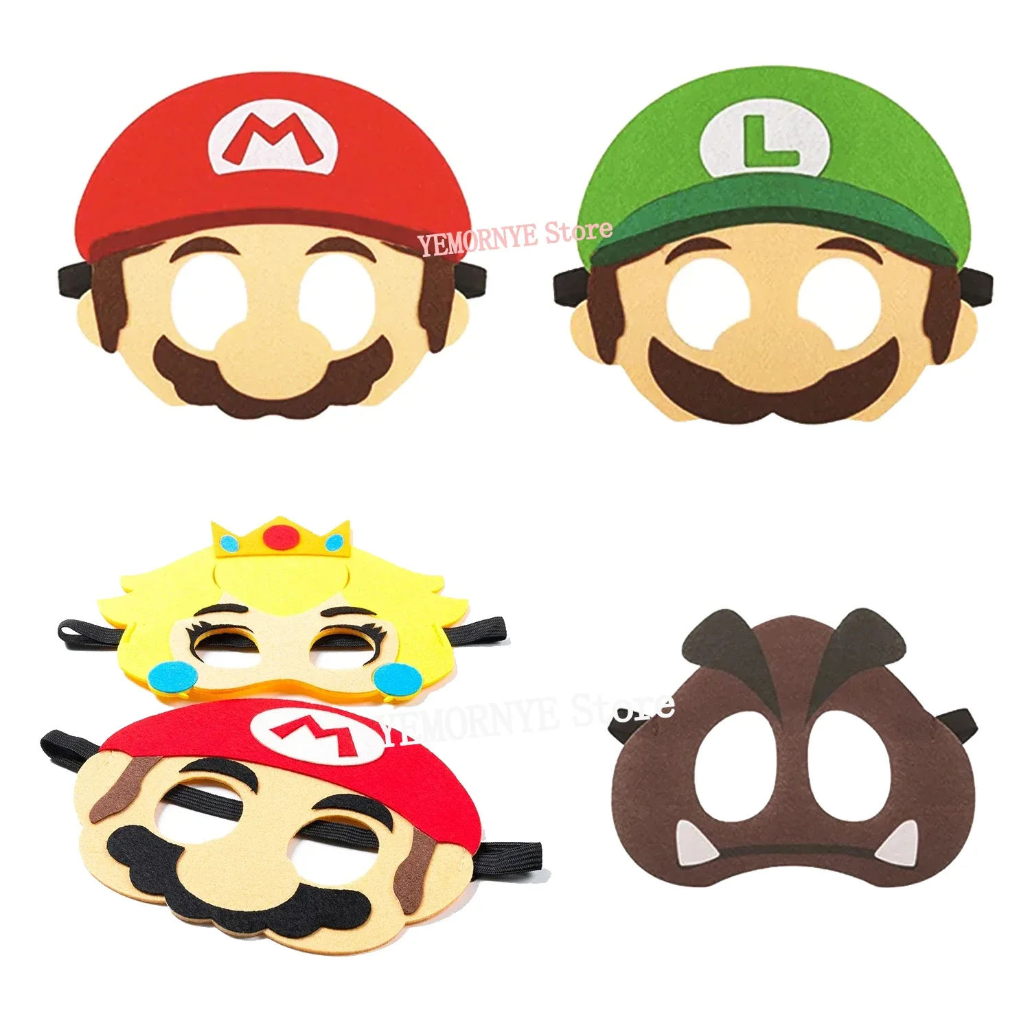 

12Pcs Super Mario 2 Mask Party Decoration Set Cartoon Birthday Gifts Halloween Cool Acessórios Ornamento Children Supplies Toys