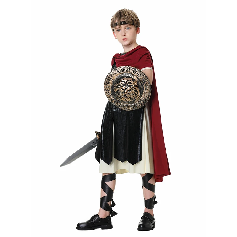 2025 New Arrival Boy Roman Gladiator Halloween Dress Up Book Week Outfit Child Spartan Warrior Costume view 2