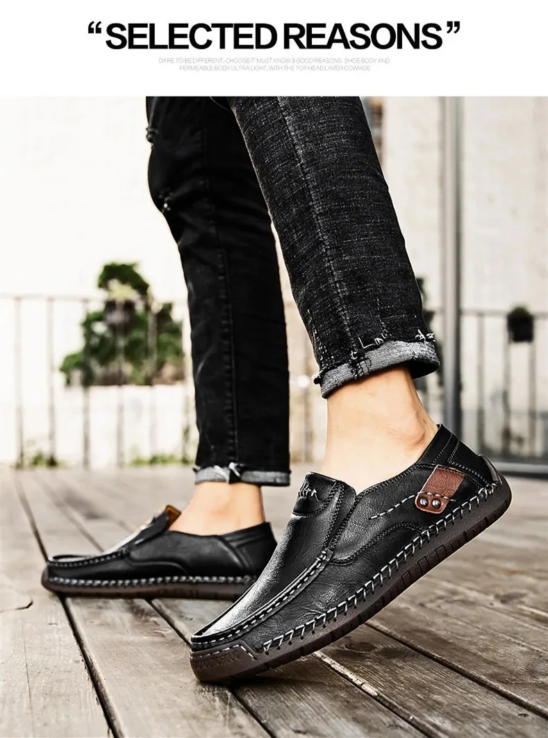 Neue Mode Männer Casual Schuhe Handgemachte Leder Loafer Bequeme männer Schuhe Qualität Split Leder Flache Fahren Schuhe Größe 48 – Detail 15