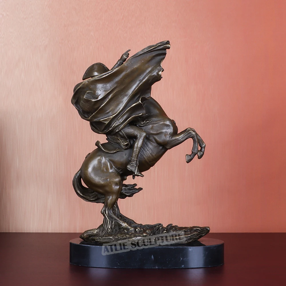 30cm Bronze Napoleon Crossing the Saint Bernard Pass Statue Famous Sculpture Figurine Living Room Decoration