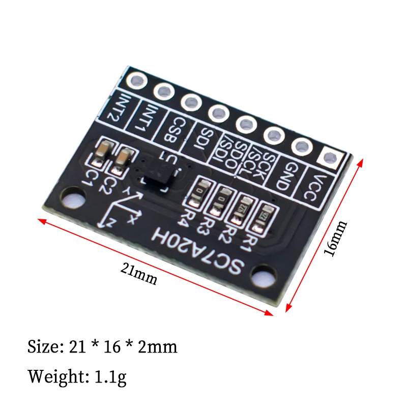 SC7A20H High Precision 3-Axis Gravity Acceleration Tilt Angle Sensor Module IIC/SPI Transmission