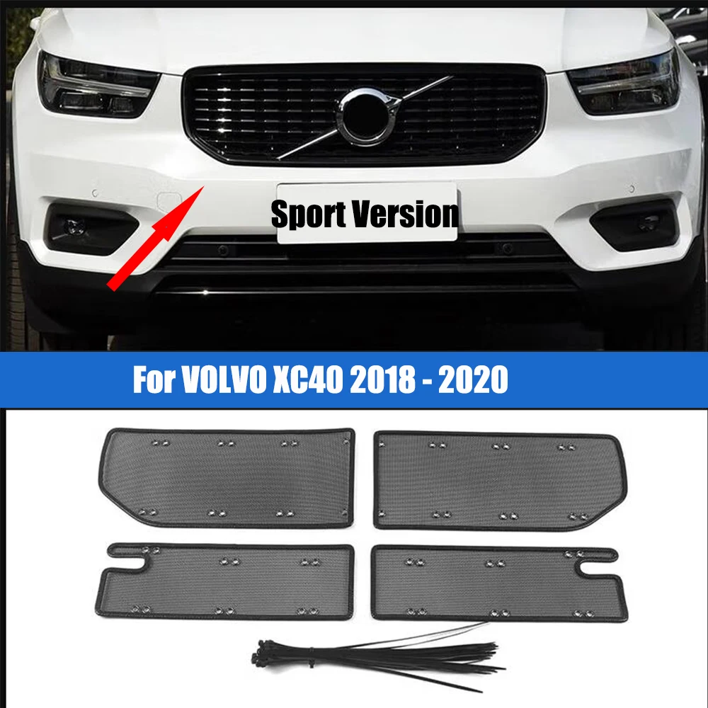 For VOLVO XC40 2018-2020 Stainless steel Car Front bumper Screening Grille Insect proof net Cover Trim Car Styling Accessories