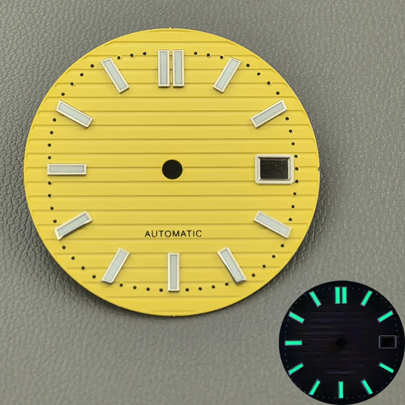 Dia 30.5mm Watch Dial Green Luminous Dial Fits NH35 NH36 NH38 4R35 4R36 6R 7S26 Movement Nautilus Watch Case Faces Refit Parts