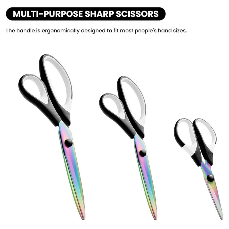 مقص خياط، 3 قطع من شفرات الحلاقة الحادة المصنوعة من الفولاذ المقاوم للصدأ، مقابض مطاطية ناعمة، مقص قماش متعدد الأغراض #3