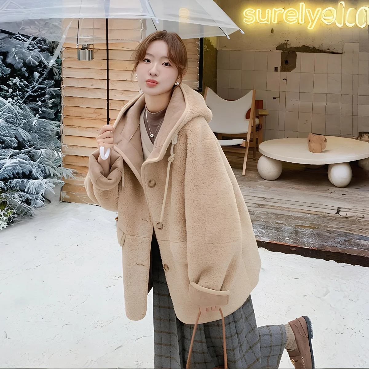 i couleur à capuche fourrure d'agneau Jaet femmes hiver nouveau coréen Sle petite taille en cuir fourrure intercé moelleux coton manteau