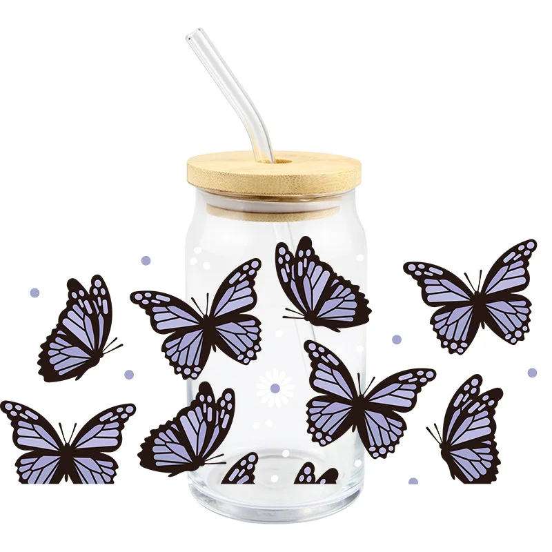 Butterfly Uv Dtf Transfer Sticker 16Oz Glass Cups  Diy Waterproof High Temperature Resistance You Are Enough Believe Easy To Use