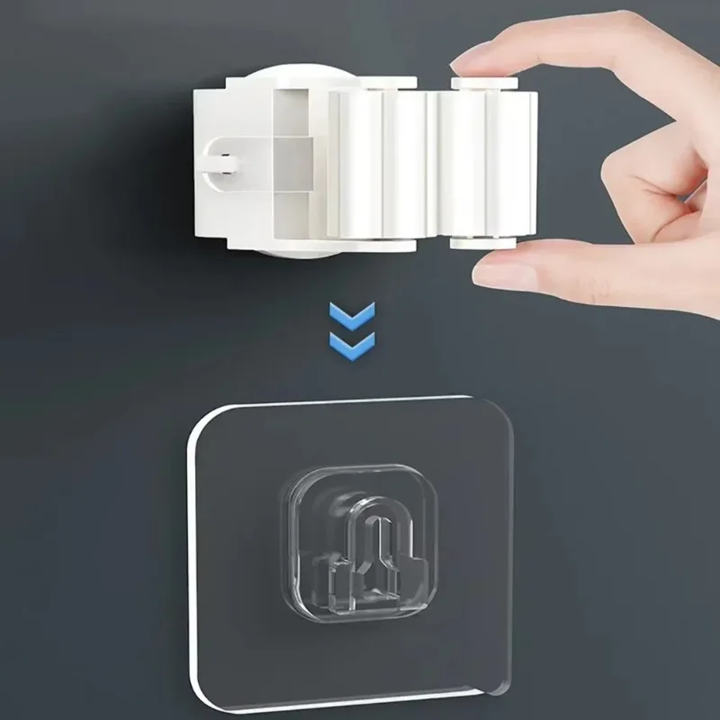 10Pcs Easy-Install Wall-Mounted Mop & Broom Holder - Strong Adhesive No-Drill Storage Rack & Utility Hooks for Brooms - view 3