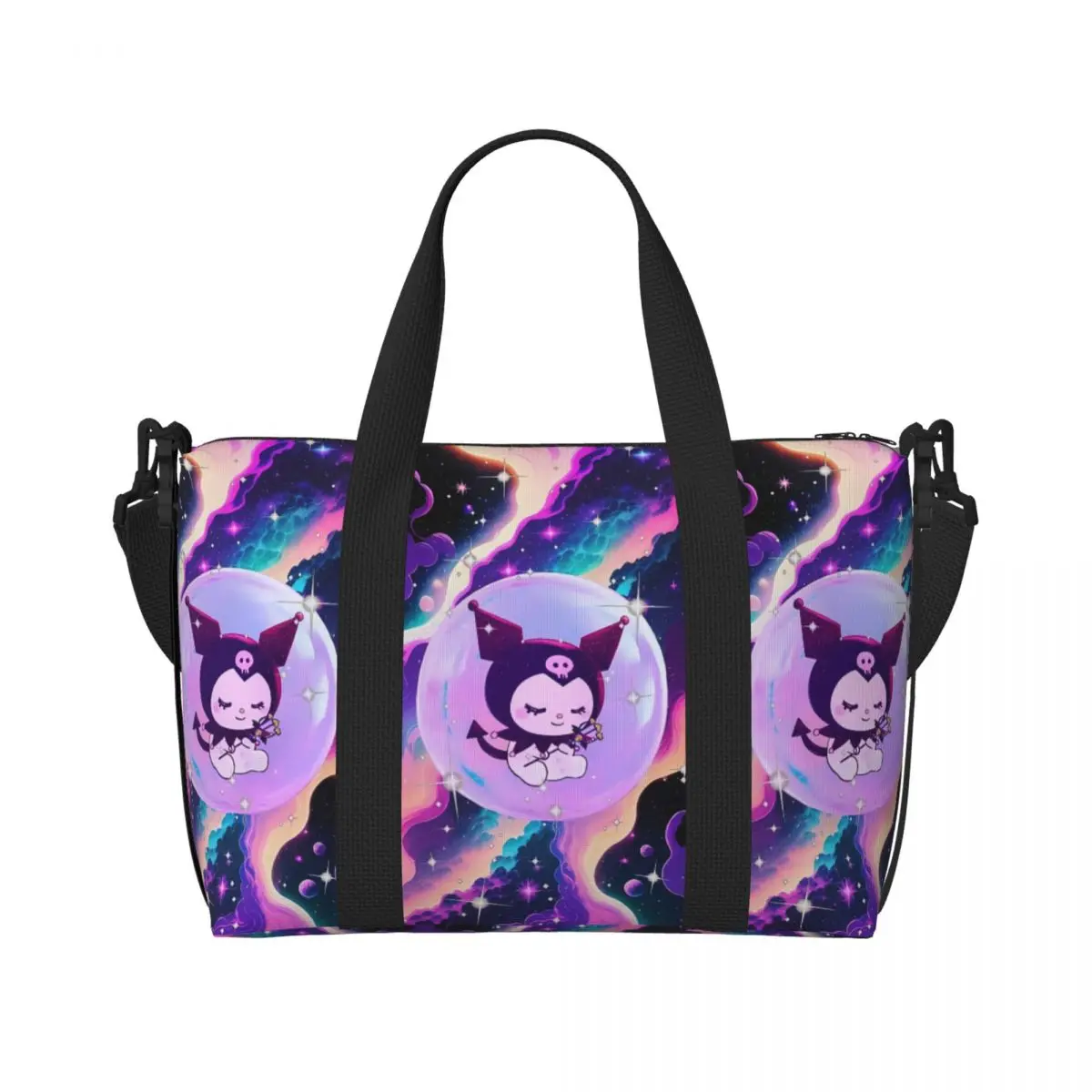 

Женская большая сумка Kuromi с милым принтом на заказ, классические аниме-спортивные пляжные дорожные сумки большой емкости