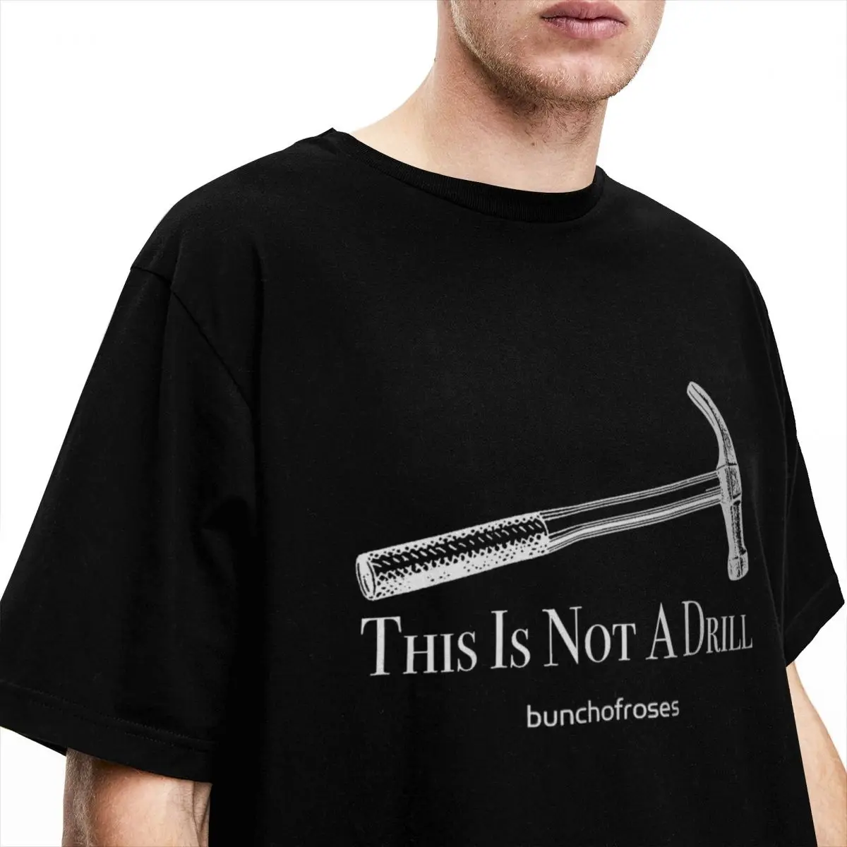 Mens T-Shirt Hammer This Is Not A Drill T-Shirts Harajuku Beach Tees Y2K Funny Pattern Pure Cotton Tops Gift