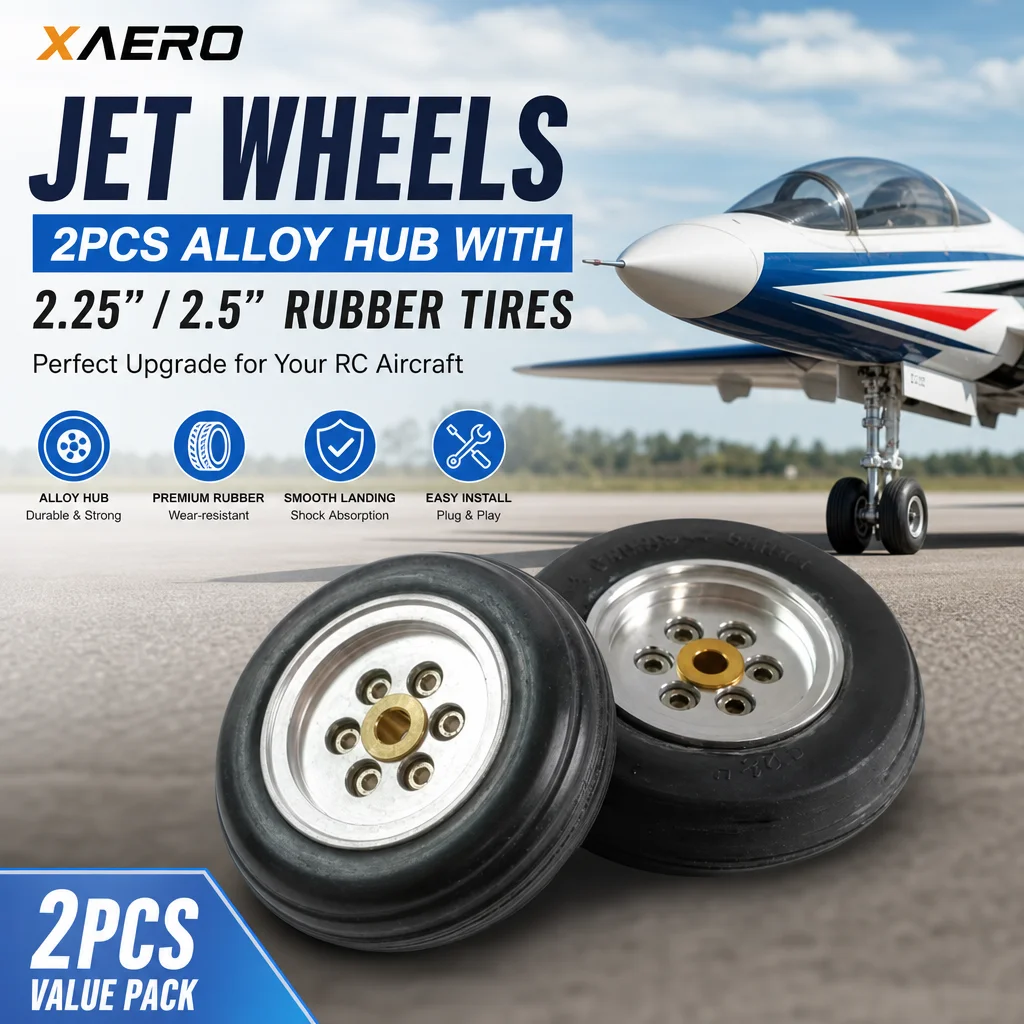

XAERO 2PCS Jet Wheels Alloy Hub with 2.25/2.5inch Rubber Tires for RC Aircraft
