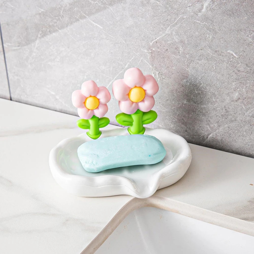 Creative Flower Soap Dishes Drain Plastic Soapbox Draining Soap Holder Bathroom Storage Soap Rack Bathroom Products