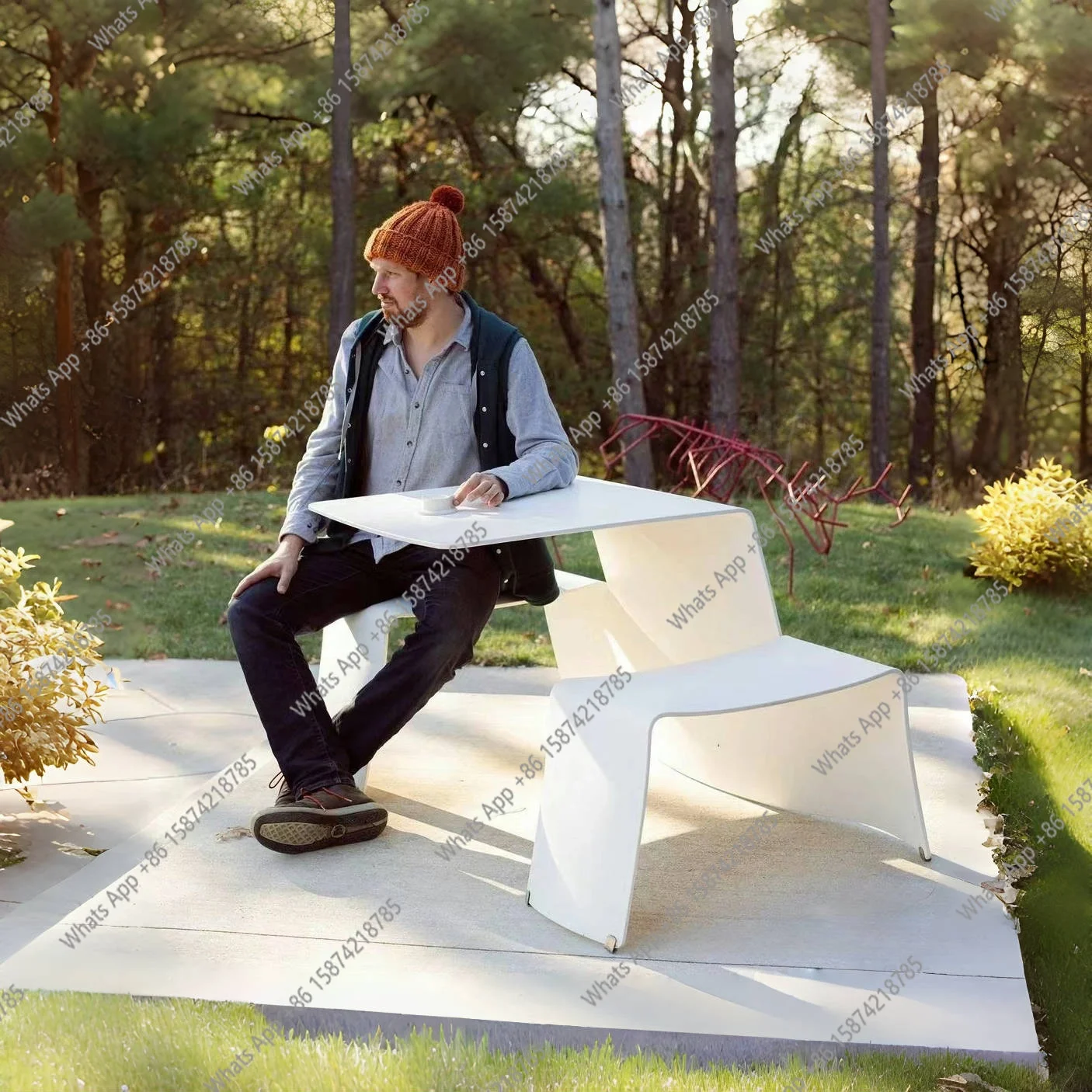 Nordic simple style external table and chair set courtyard park community cafe villa square