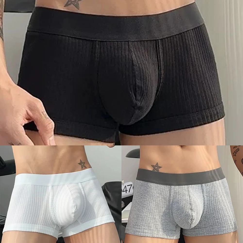 Men Cotton Thread Boxer Shorts Breathable Man Underwear Male Sports Underpants Boxers Trunk Comfortable