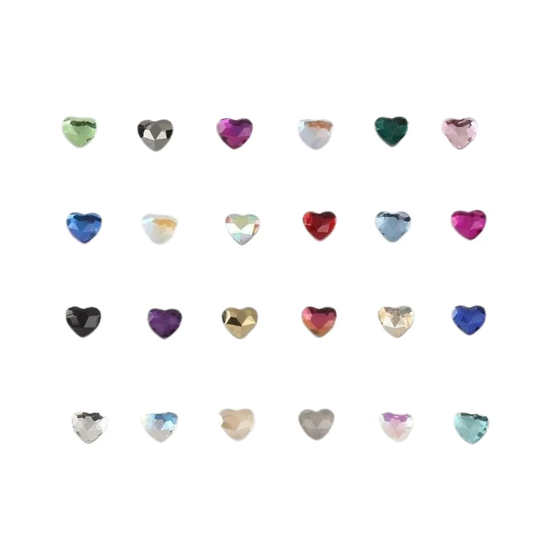 100/500pcs 3mm 40colors Heart Shape Boutique Flat bottom nail art rhinestones Glass crystal 3D nail decoration wholesale