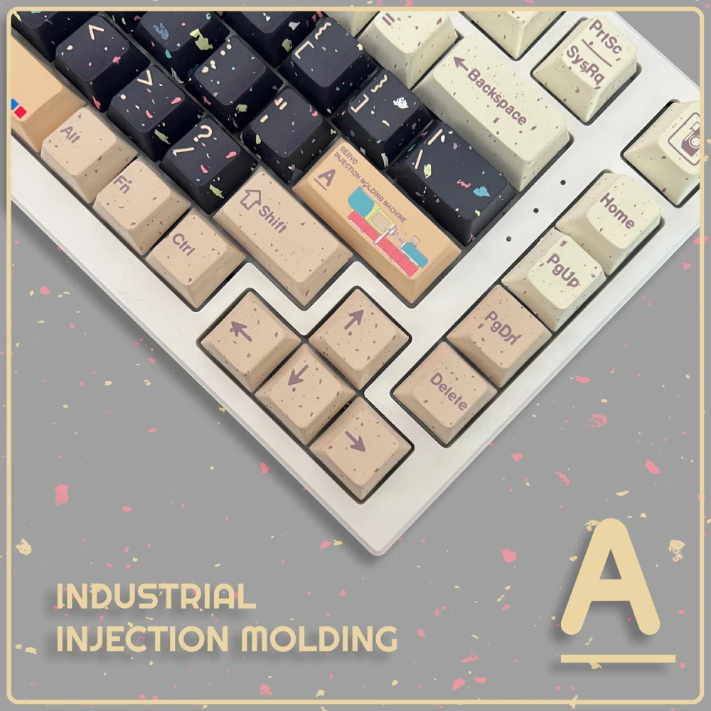 Imagem -05 - Conjunto de Keycap Split-ink para Teclado Mecânico Estilo Industrial Pbt Personalizado Branco Retro Perfil Cereja