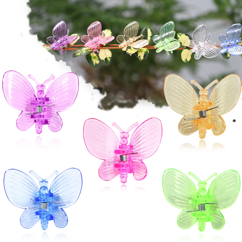 12-48PCS ogród 6 kolorów Butterfly Orchid klipy roślin zaciski do wsparcia kwiaty winorośli wspinaczka plastikowe ozdobne dekoracje