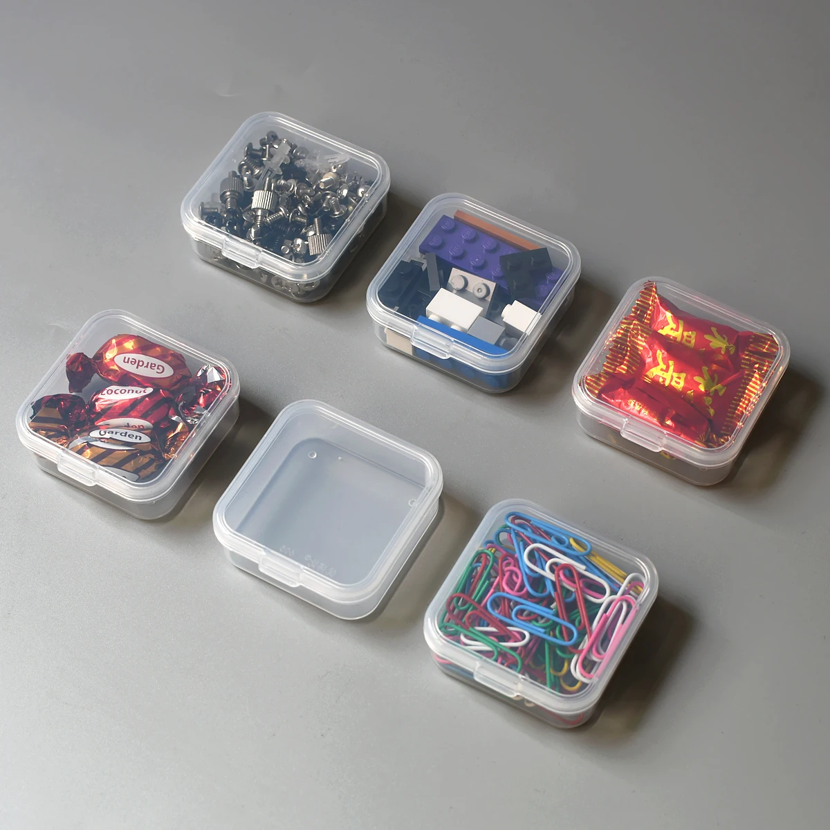 Small Storage Box Square Transparent Mini Case Clear Plastic Jewelry Earrings Rings Beads Plastic Packaging Boxes Food Grade PP