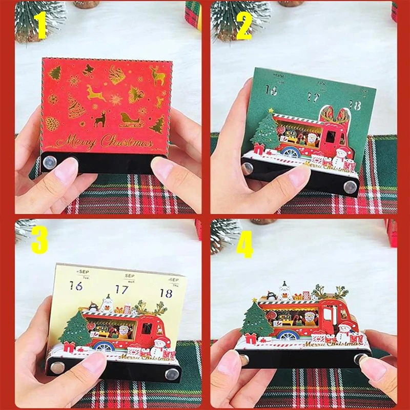 

[k]Time Piece Calendar 2026 Desk Calendar With LED Light 3D Tear-away Calendar Paper Carving Art Memo Pad Notepad Christmas Gift