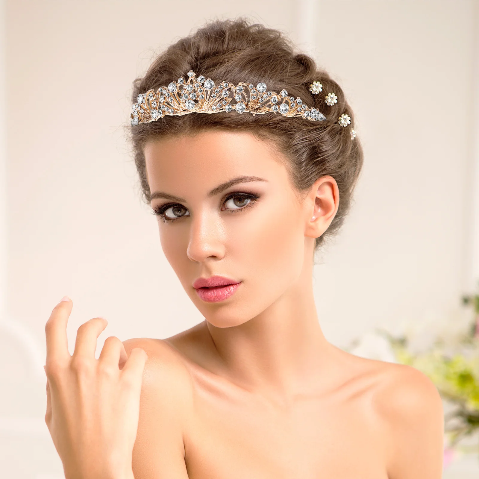 Bridal Crown Elegant Rhinestone Wedding Headpiece for Bride Wedding Hair Accessories Prom Tiara Rhinestone Hair Jewelry