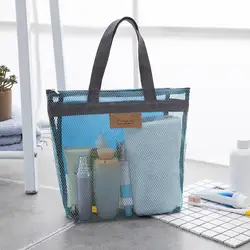 Waterproof Mesh Women Tote Bags Summer Beach Bag Storage Bag Portable Outdoor Travel Makeup Bag Swimming Bag Toiletry Oraganizer