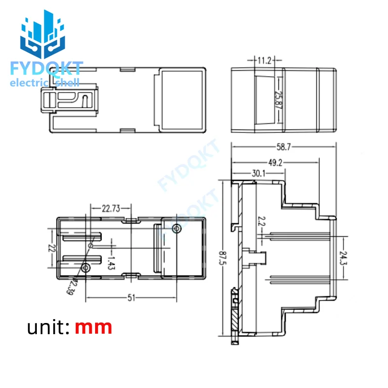 1PC DIN Rail PLC Junction Box Plastic Electronics Box Project Case 4Colors 88x37x59mm 35-Rail Mounting Instrument Housing