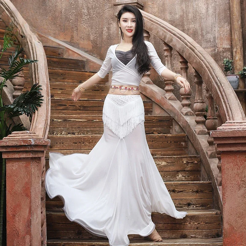 Belly Dance Training Clothes for Women Advanced Elegant Mesh Set Belly Dancer Oriental Dancing Professional Practice Clothing
