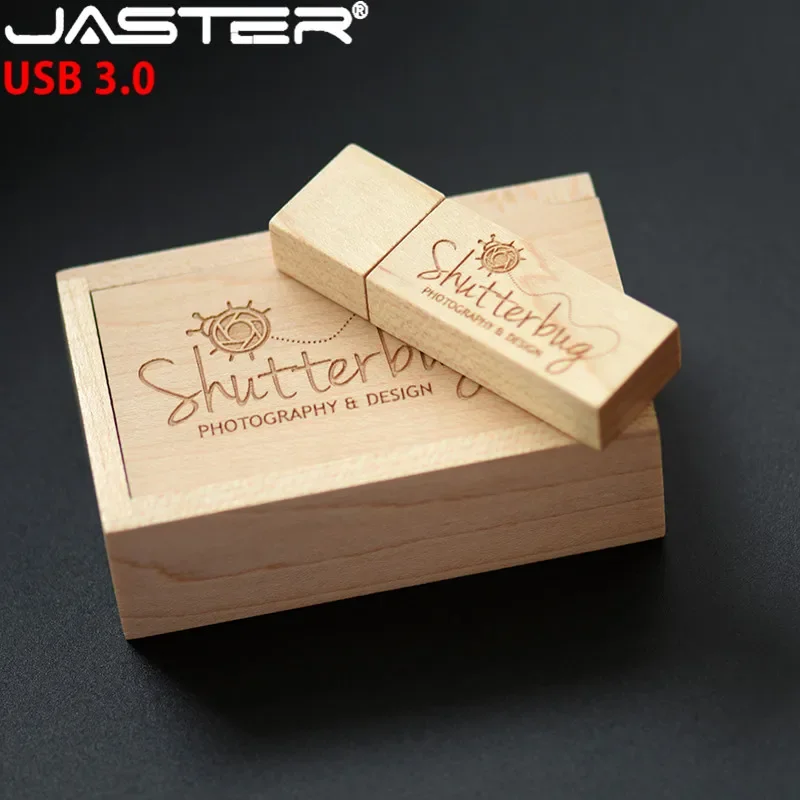 

JASTER USB 3.0 Customized LOGO Wooden bamboo usb with box usb flash drive Memory stick pen drive pendrive 8GB 16GB 32GB 64GB