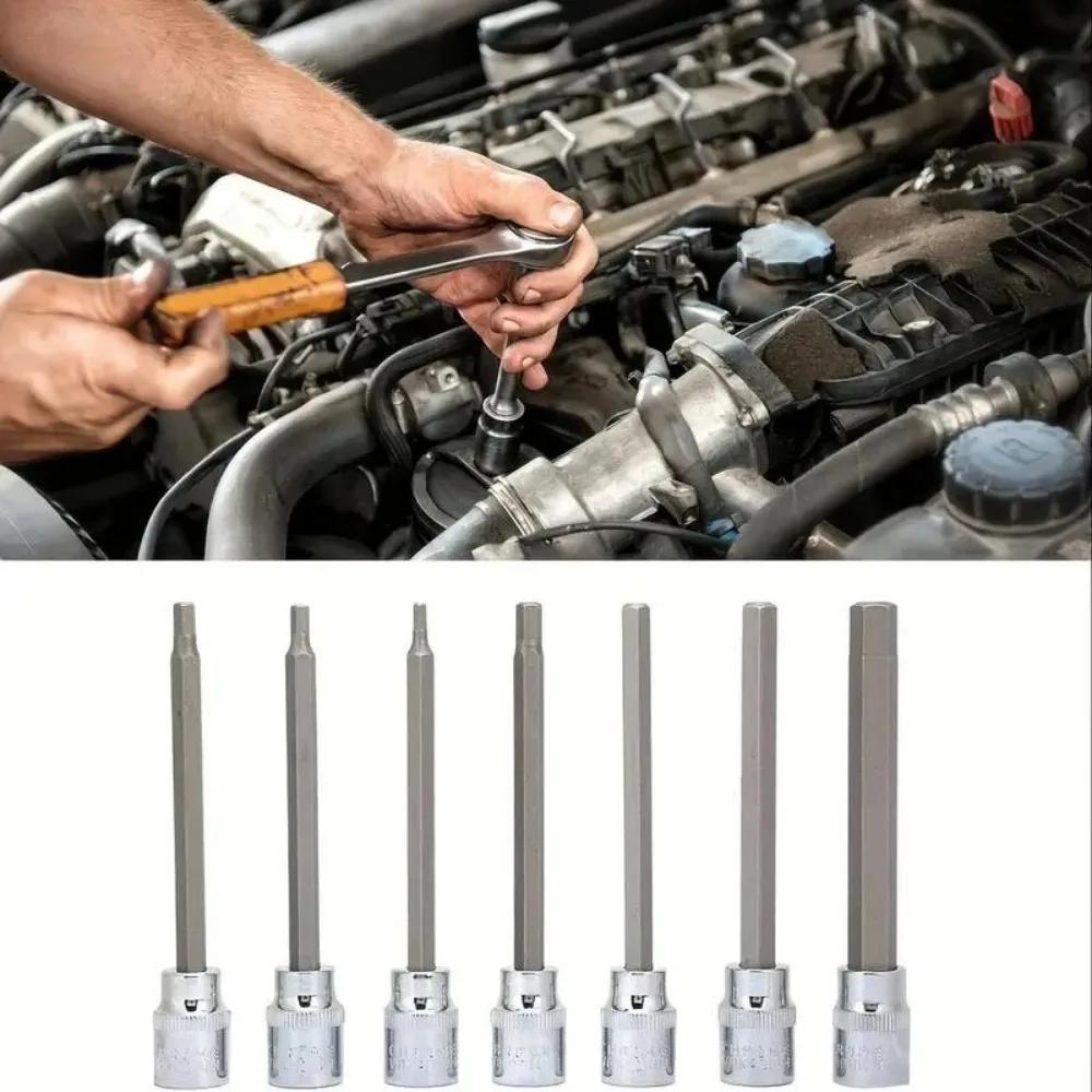 7 pçs hex soquete adaptador bit conjunto 3/8 extra longo impacto driver chave de soquete broca adaptador ferramentas