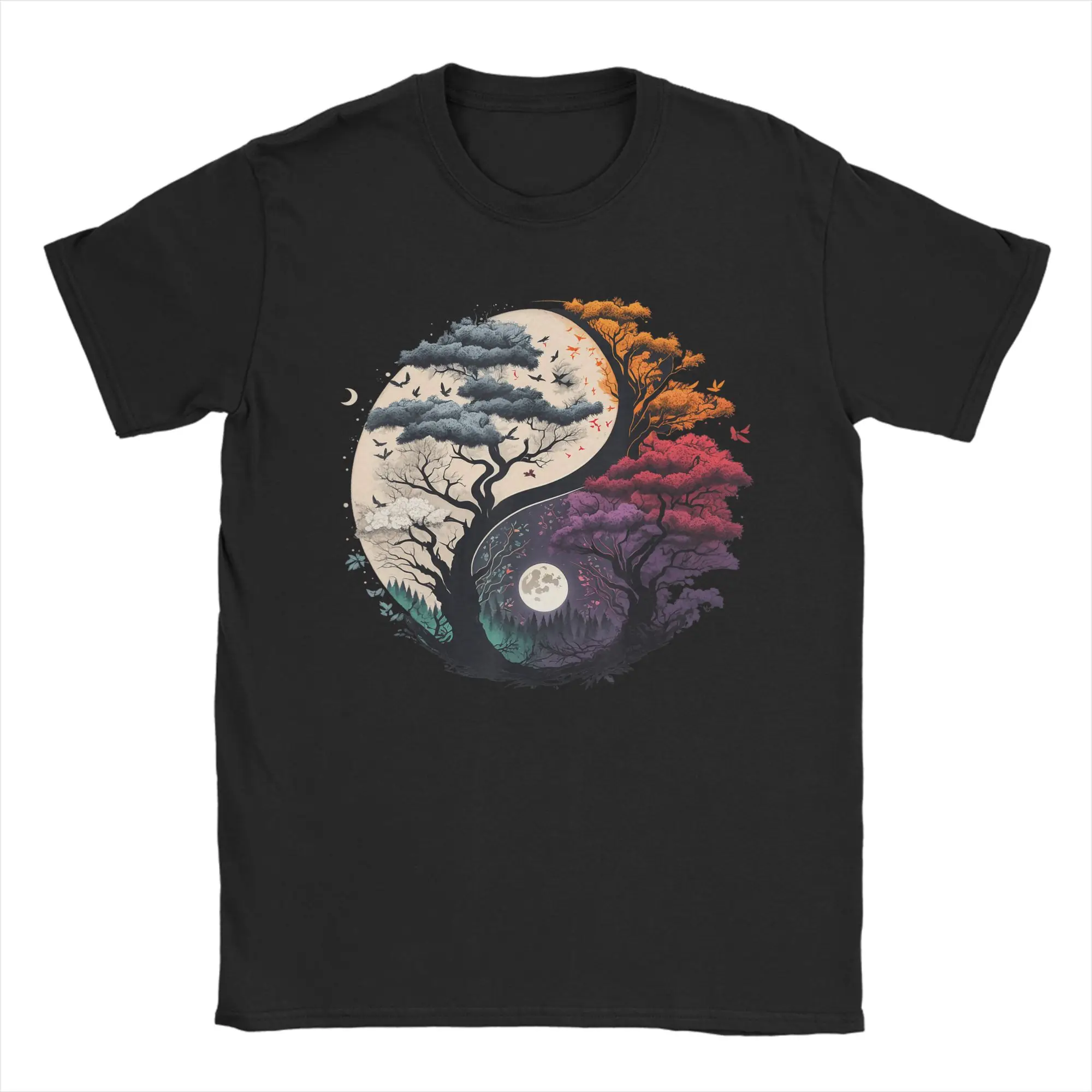Men Harmony Feng Shui Taoist Yin Yang Balance symbol T Shirts Pure Cotton Tops Funny Short Sleeve Round Neck Tee Shirt Plus Size