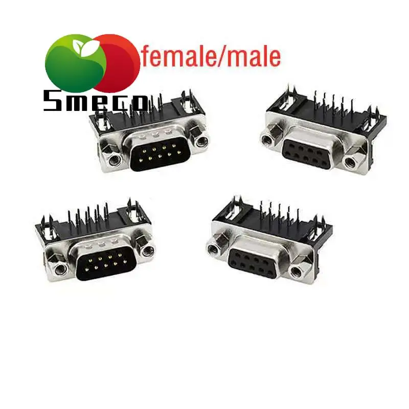 5pcs DB9 male female elbow foot welding plate type DR9-pin RS232 DR9 serial port 9-pin male male seat