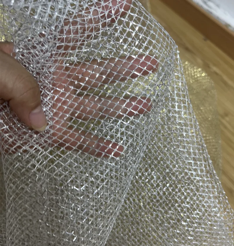 Hard grid rhombus shape large mesh mesh wedding dress design decorative shape fabric large mesh