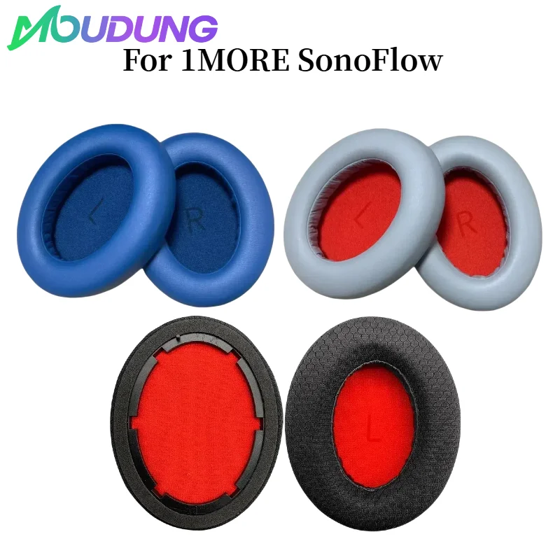 

MOUDUNG Replacement original noise cancelling Protein skin / Mesh memory sponge Ear Pads for 1MORE SonoFlow headset