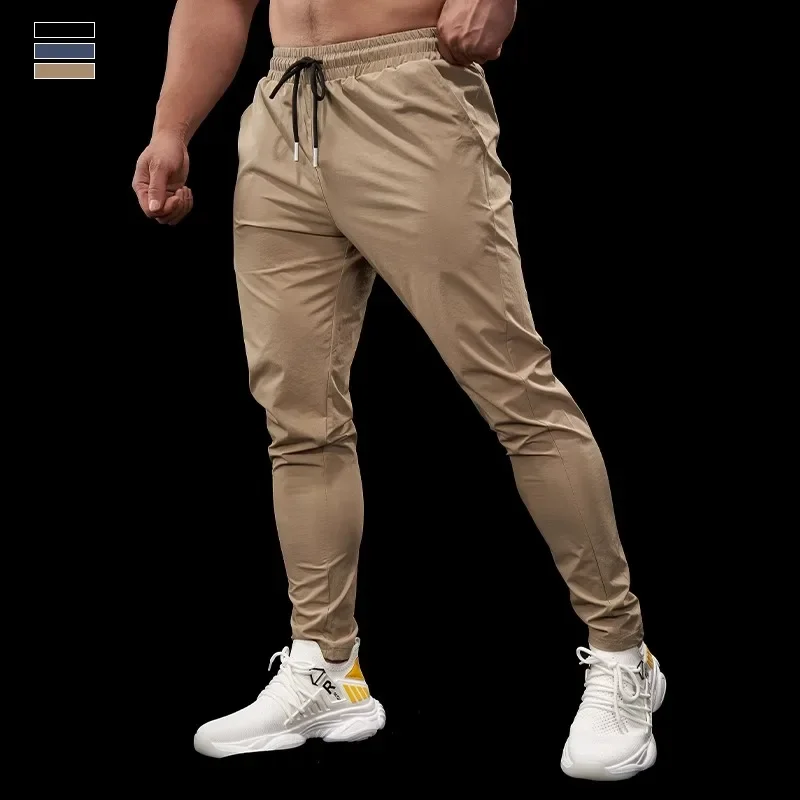 Summer Men Sports Pants Quick-drying Trousers Gym Fitness Slim Casual Thin Cuffed Small-leg Pants Running Basketball Breathable