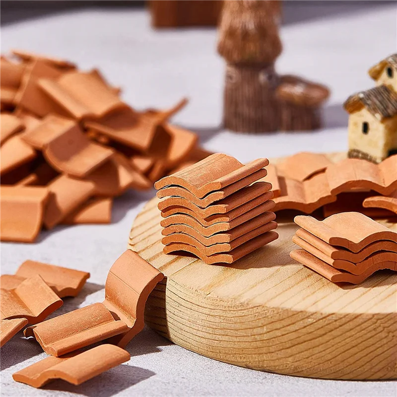 A04F-600Pcs conjunto de construção de telhas de telhado em miniatura telhas mini casa de bonecas telha falsa paisagem cozinha jardim acessórios