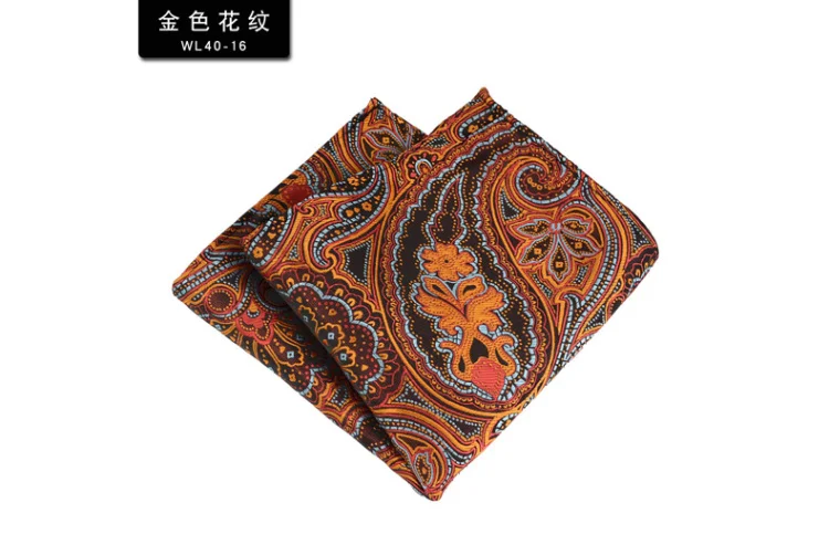 24cm Formal Paisley Pocket Square Mens Polyester Black Red Handkercheif Wedding Party Tuxedo Accessories Elegant Hanky Cravat