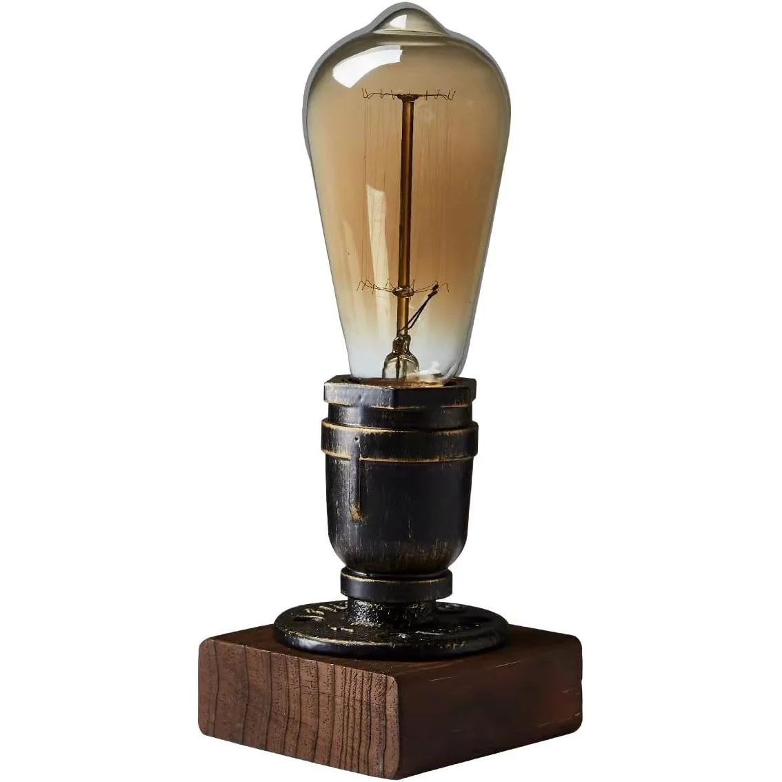 Hölzerne Retro-Industrie Ein/Aus-Nachtlampe für Schlafzimmer Wohnzimmer Heim-Deko Holz-Tischlampe Vintage Schreibtischlampe E27 Edison