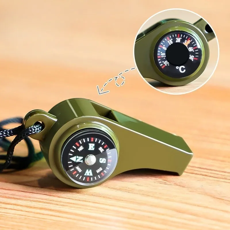 3 في 1 صافرة أمان للطوارئ بصوت عالٍ صفارة إنقاذ متعددة الوظائف مع بوصلة صغيرة للتنزه في الهواء الطلق والتخييم والقوارب