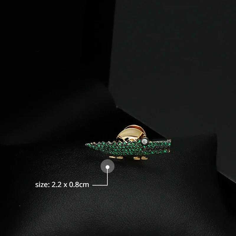 Men's Luxury Brooch Corsage Animal Series Green Crocodile Small Collar Pin Shirt Coat Suit Accessories Badge Jewelry Buckle 6051