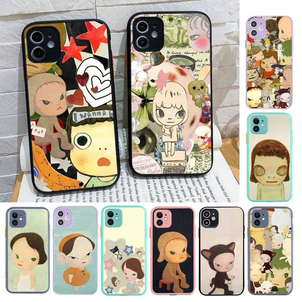 

YYoshitomo N-Nara artnet Art Phone Case For iPhone 14 X XR XS 7 8 Plus 11 12 13 pro MAX 13mini Matte Shockproof Case