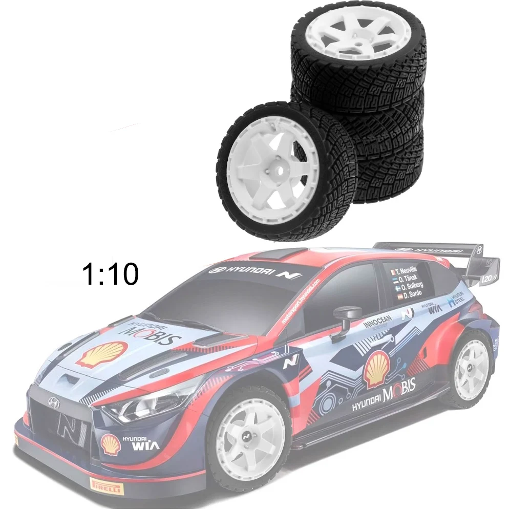 

67 мм 1/10 Rc Rally Tire Wheel Hub Set Универсальные пластиковые диски Резиновая оболочка для шин, совместимая с Tamiya Tt02 Xv01 Hsp 94123 Hpi Kyosho Wltoys
